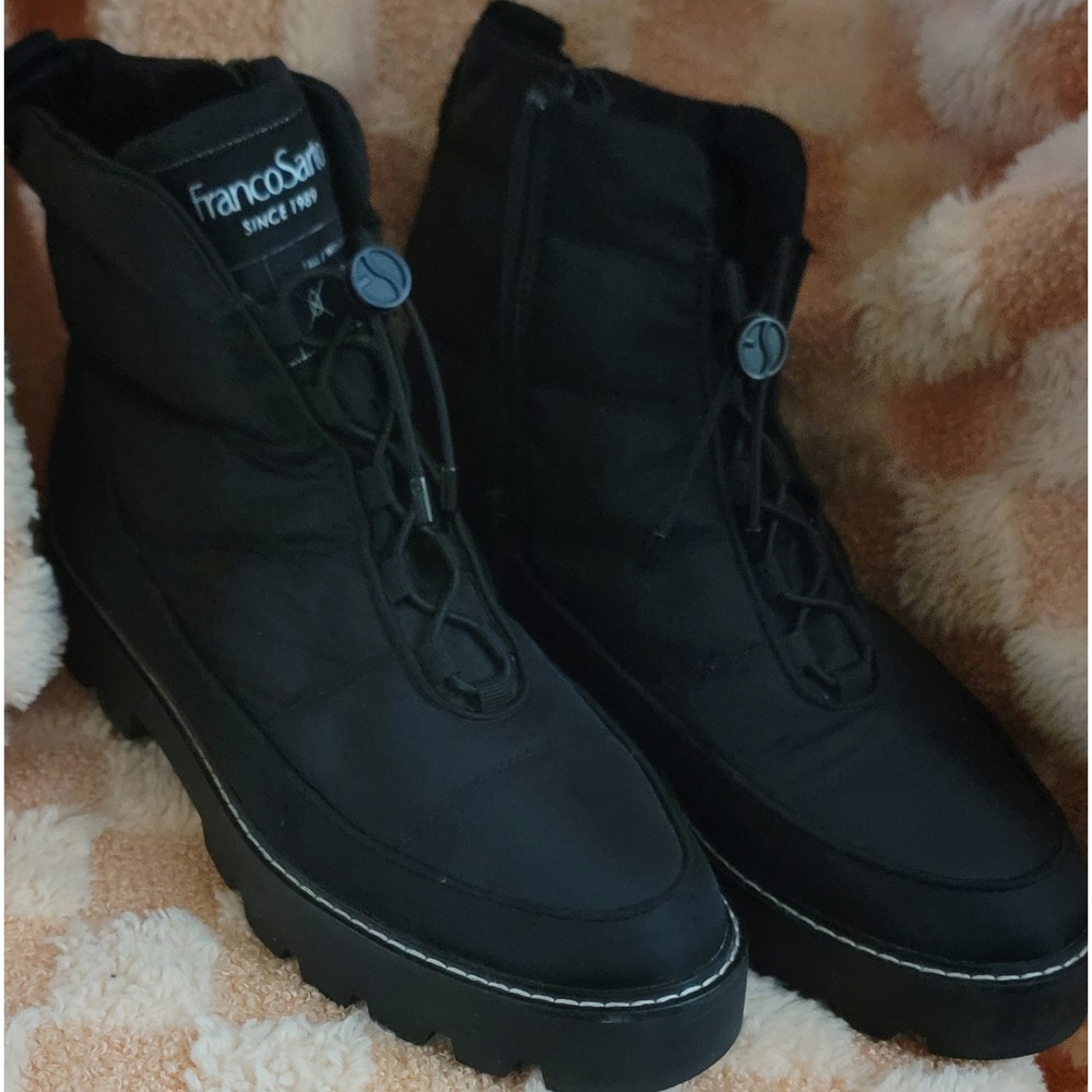 Franco Sarto Black Puffer Lace Up Side Zip Winter Boots Women Size 9 - Picture 5 of 6
